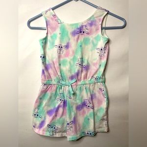 Star Wars Girls' Baby Yoda Tie-Dye Romper Size 6/6X